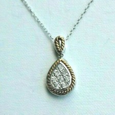 Ladies Diamore Genuine Diamond Sterling Silver  Vermeil Necklace 18"