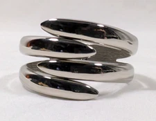 Bold Silver Tone Hinged Cuff Bracelet Claw Metal Costume Brutalist Open