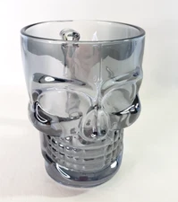 Skull Mug w/ Bone Handle Glass Smokey Translucent Tint Halloween Beer Cup