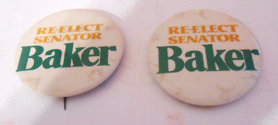 Re-Elect Senator Baker Campaign Button set/2 (RT202)
