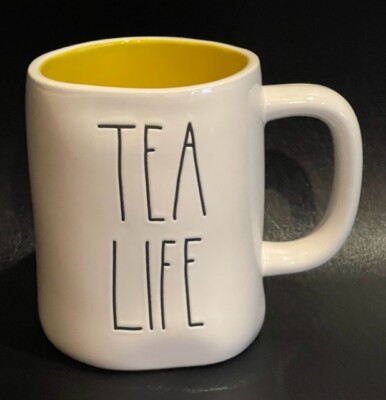 Rae Dunn TEA LIFE Mug Yellow inside NEW