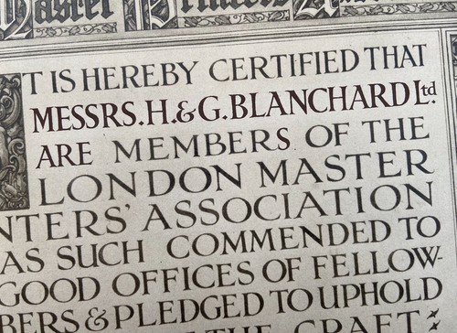 London Master Printers Association 1948 Membership Certificate H&G Blanchard - Picture 3 of 3