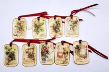 9-Christmas-Vintage-Holly-Holiday-Junk Journal-Linen Cardstock-Gift-Hang-Tags