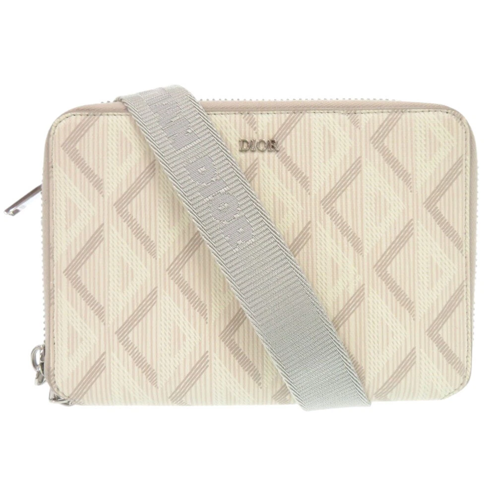 AUTHENTIQUE sac bandoulière Christian Dior cd diamant beige PVC/cuir
