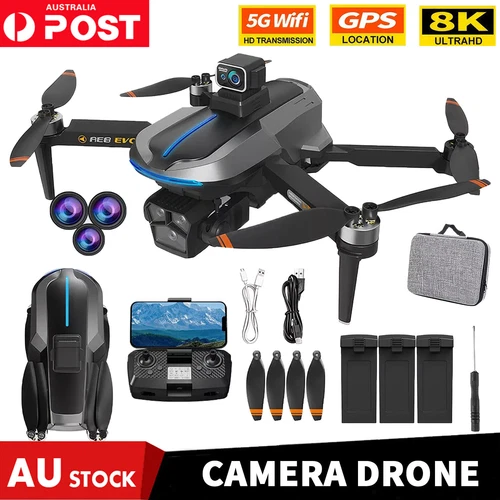 5G WiFi Brushless Professional Drones 8K HD Triple Cameras GPS RC Quadcopter FPV - Picture 1 of 23