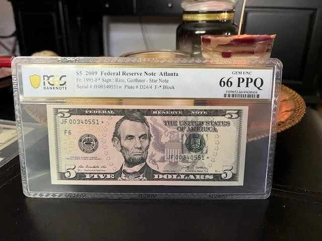 2009 $5 Star Note Atlanta PCGS 66 GEM Uncirculated PPQ Only 960K Printed - Image 2 of 3