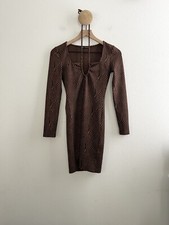 Zara Brown Black Bodycon Dress with Ties Size Medium