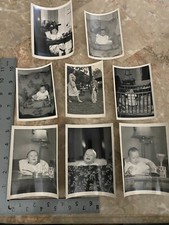 8 Photo Lot Baby Playing Eating Family Candid Shots Slice Life Curling Present