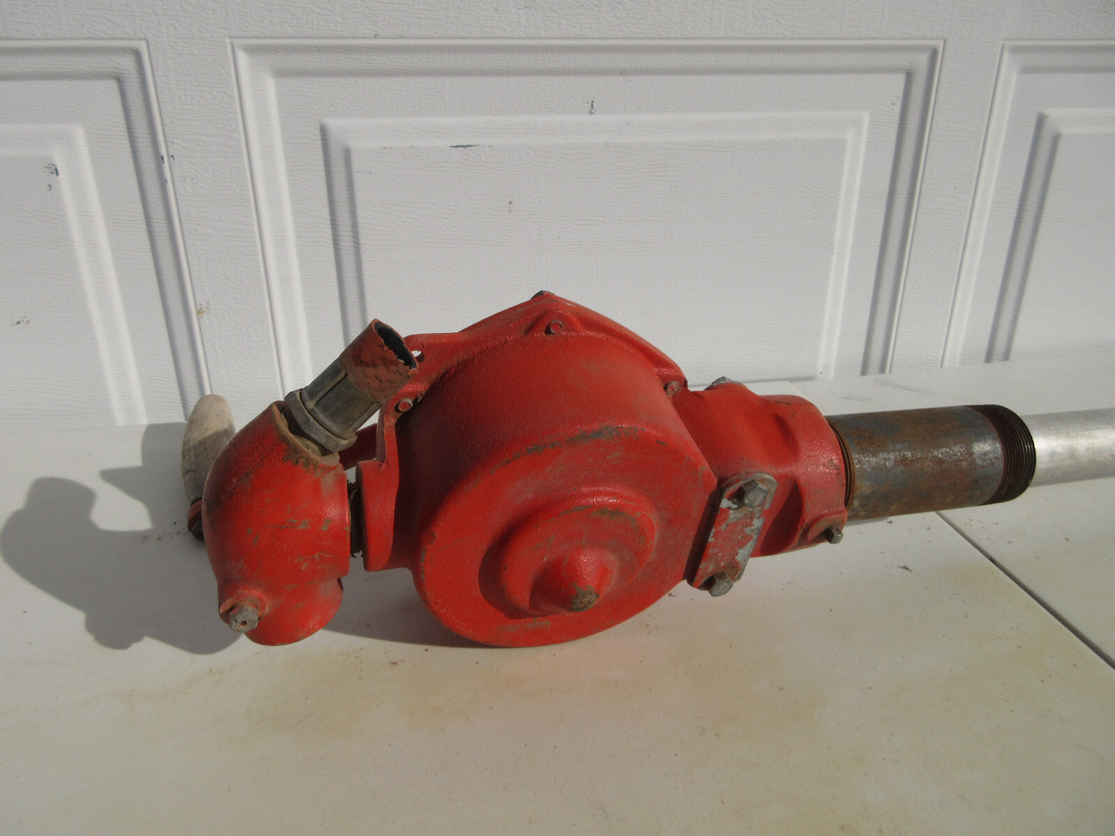 Vintage Gasboy Gas Pump 1230U Red Cast Metal Stand Heavy Duty Hand