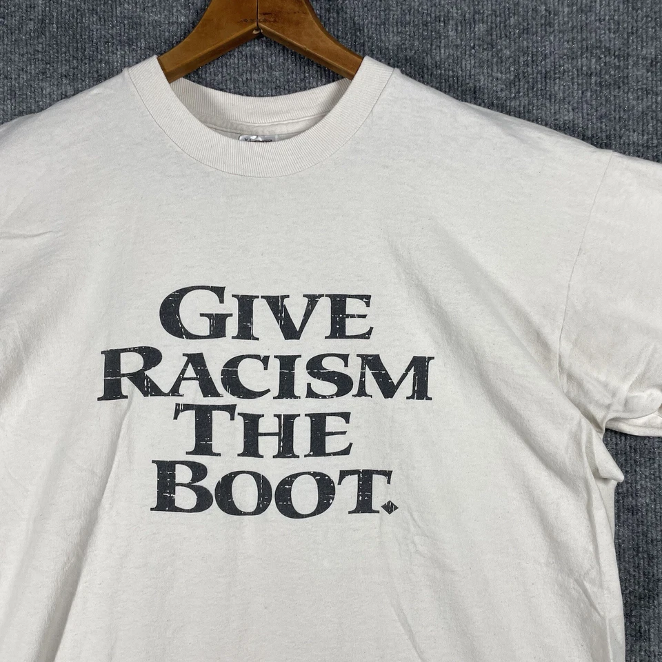 VINTAGE 90s Timberland Give Racism The Boot XL Shoe Promo Political Black Racist - Image 3 of 4