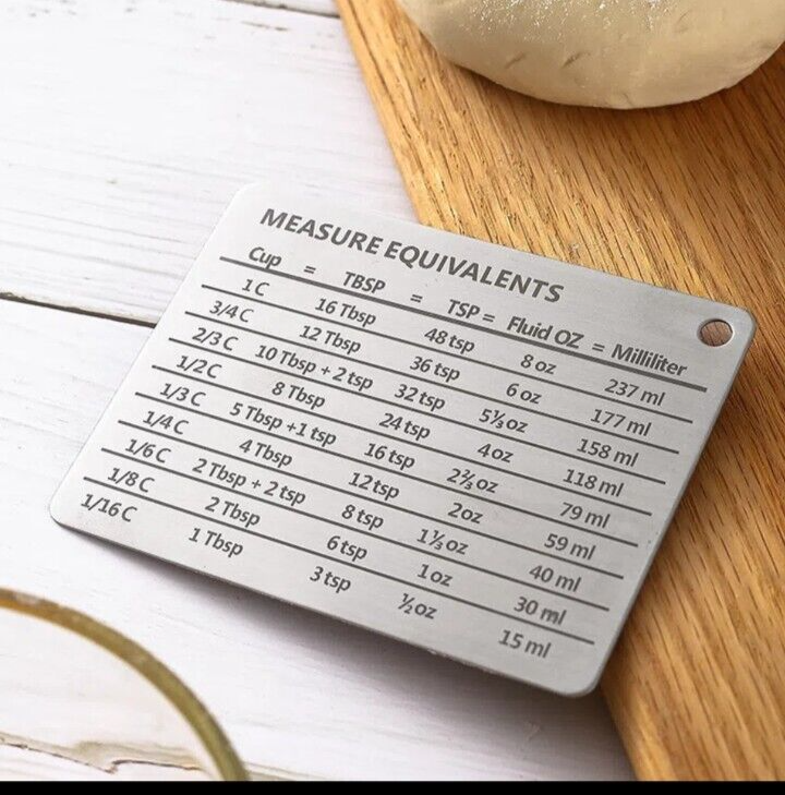 Stainless Steele Kitchen Conversion Chart FRIDGE Cooking