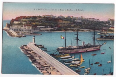MONACO um 1910: VUE SUR LE PORT, LE ROCHER ET LE PALAIS, COL. KARTE ungelaufen