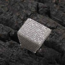 3Ct Round Cut Moissanite Cluster Pinky Men's Wedding Ring 14K White Gold Plated