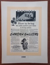 National Georgaphic 1928 "BELL  HOWELL FILMO MOVIE BOOKLET" Laminated Print Ad