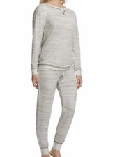 Felina Women  s 2 Piece Lounge Set Pajamas French Terry Joggers Gray Large New