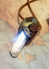 Sacred Hummingbird Necklace. Angel Aura Quartz. San Pedro Medicine Huachuma