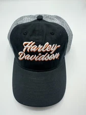 Harley Davidson Logo Black Graphic Adjustable Snapback Hat Cap One Size