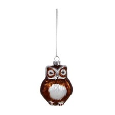 Owl Bauble Christmas Tree Decorations 90mm Brown Silver Glass Premier G221203