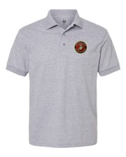 US Marine Corps Embroidered Sport Gray Polo Shirt USMC Licensed -All Sizes-