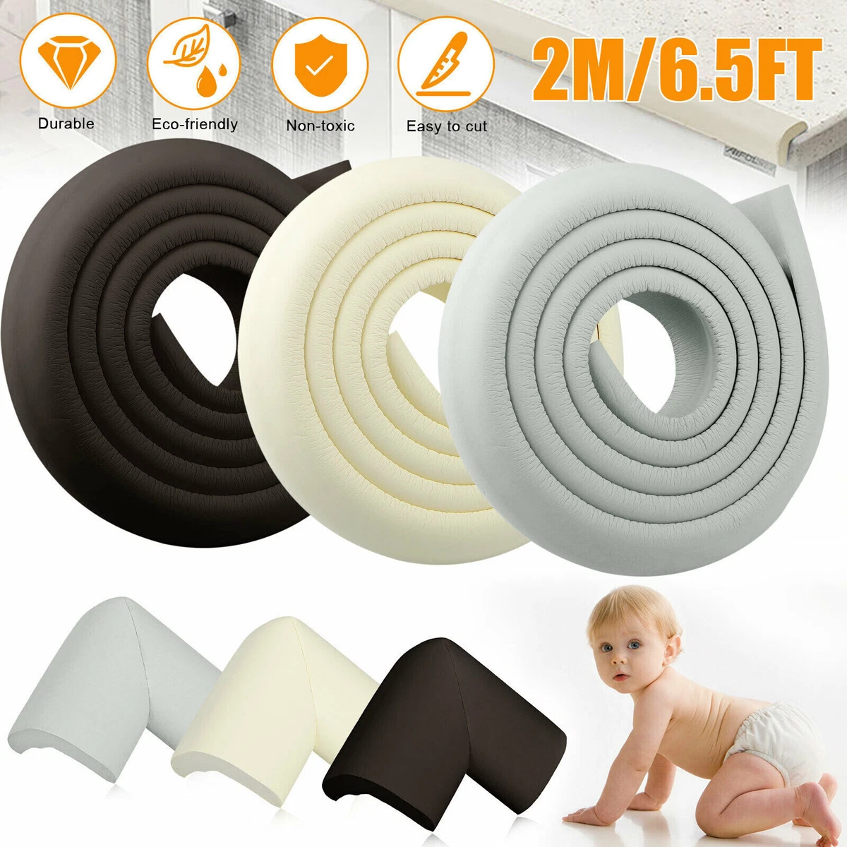 Extra Thick Baby Proofing Edge Guard Foam Protector Bumpers + 4 Corners  Cushion