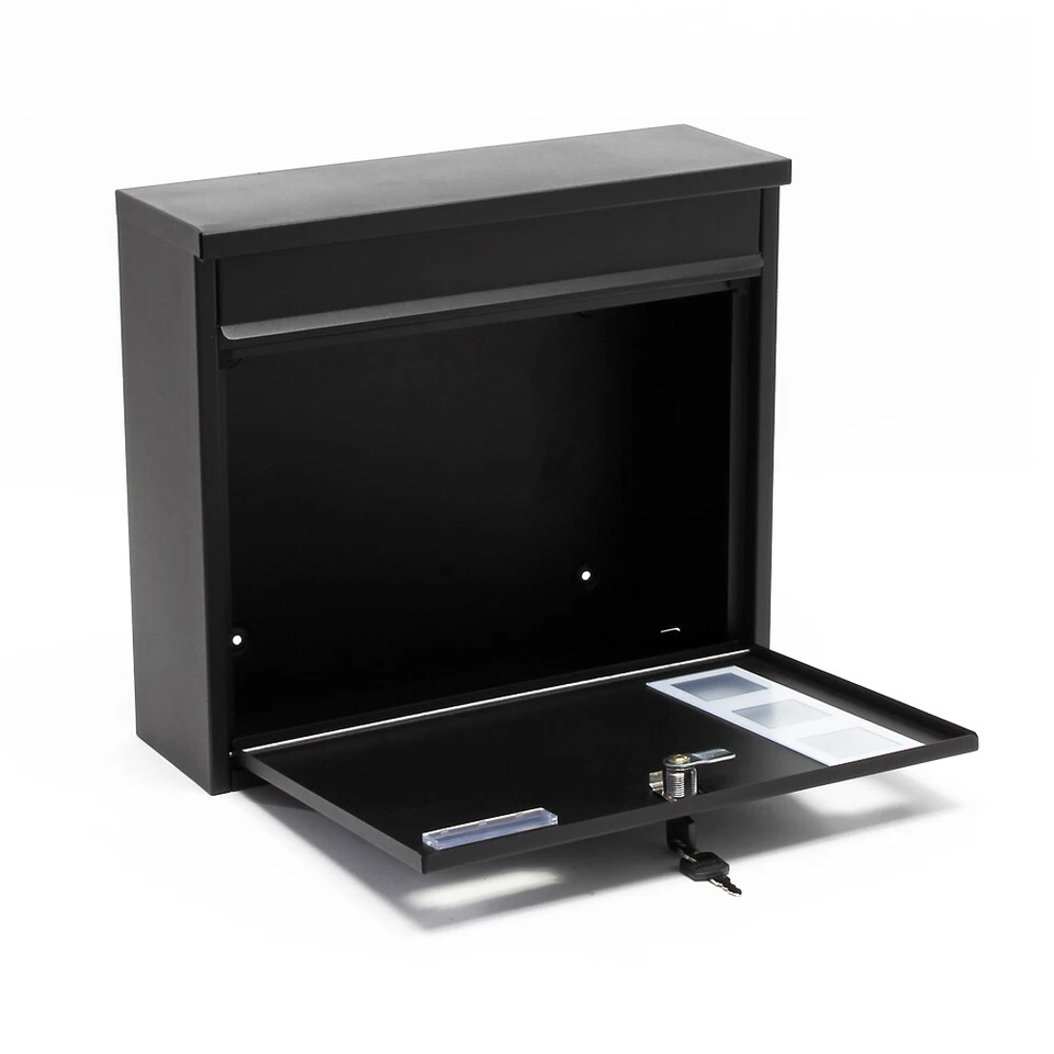 TTCassetta della posta verniciata a polvere Design nero Montaggio a parete V 12 - Immagine 2 di 4