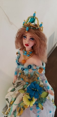 Art Doll in Fashion silk dress unique home Sculpture interior design Boudoir18" - Picture 11 of 12