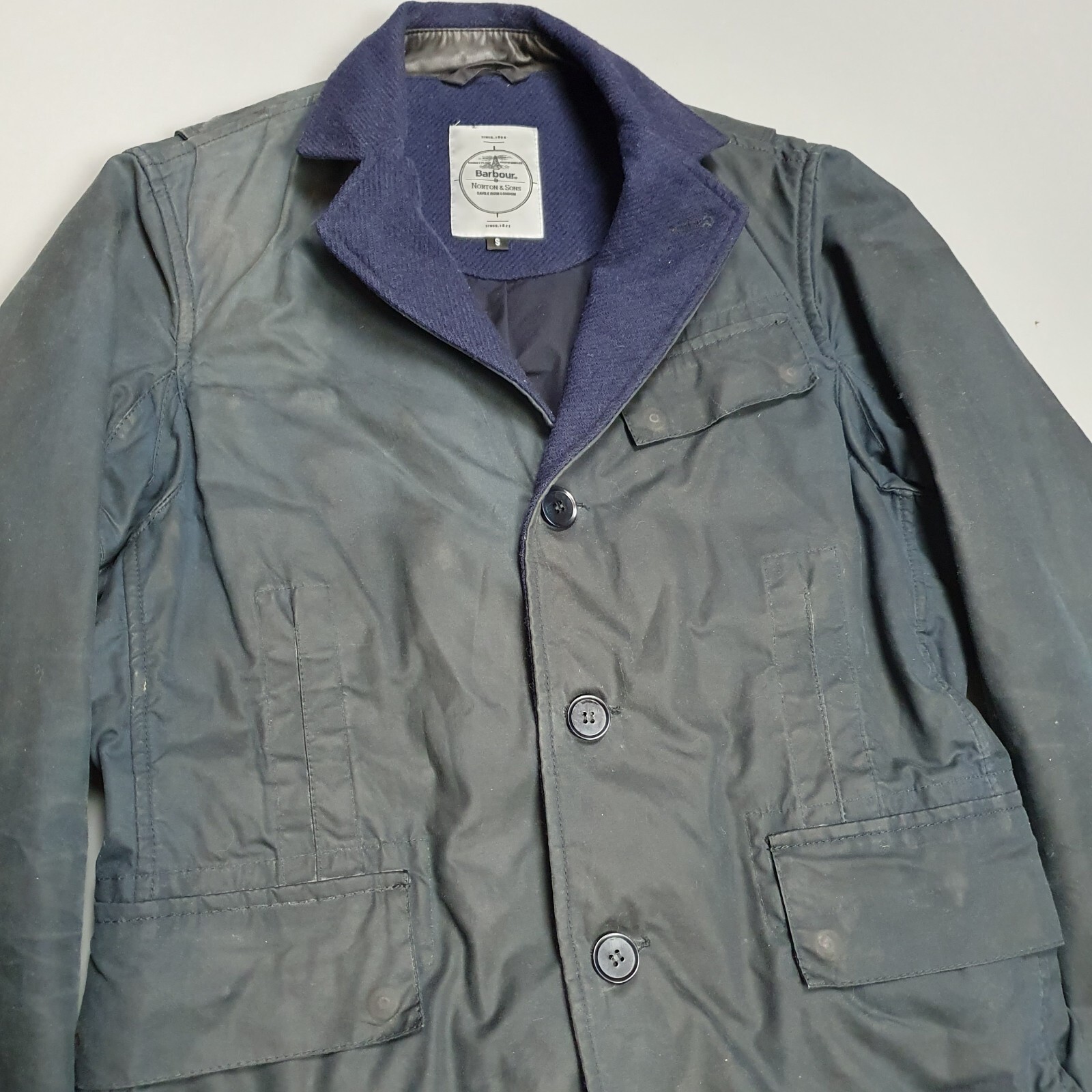 FILA Blazer giacca cerata uomo Barbour X Norton & Sons Savile Row Jones piccolo blu