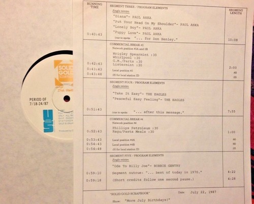 7/22/87 SOLID GOLD SCRAPBOOK SALUTES ROCK'S JULY BIRTHDAYS IN FULL SETS - Picture 2 of 2