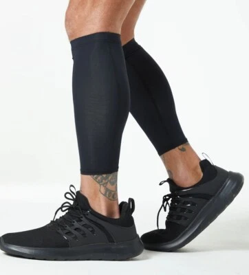 POWER ENERGY SPORTS Stretch Compression Calf Leg Sleeve for Running Jogging Black 1 Pair