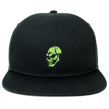 Green Skull Patch Flatbill Mesh Snapback Cap - FREESHIP