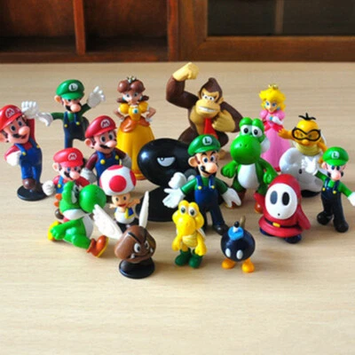 MARKENLOS 18-teiliges Super Mario Bros Set Puppen Action Figur Modell Kinderspielzeug 2"