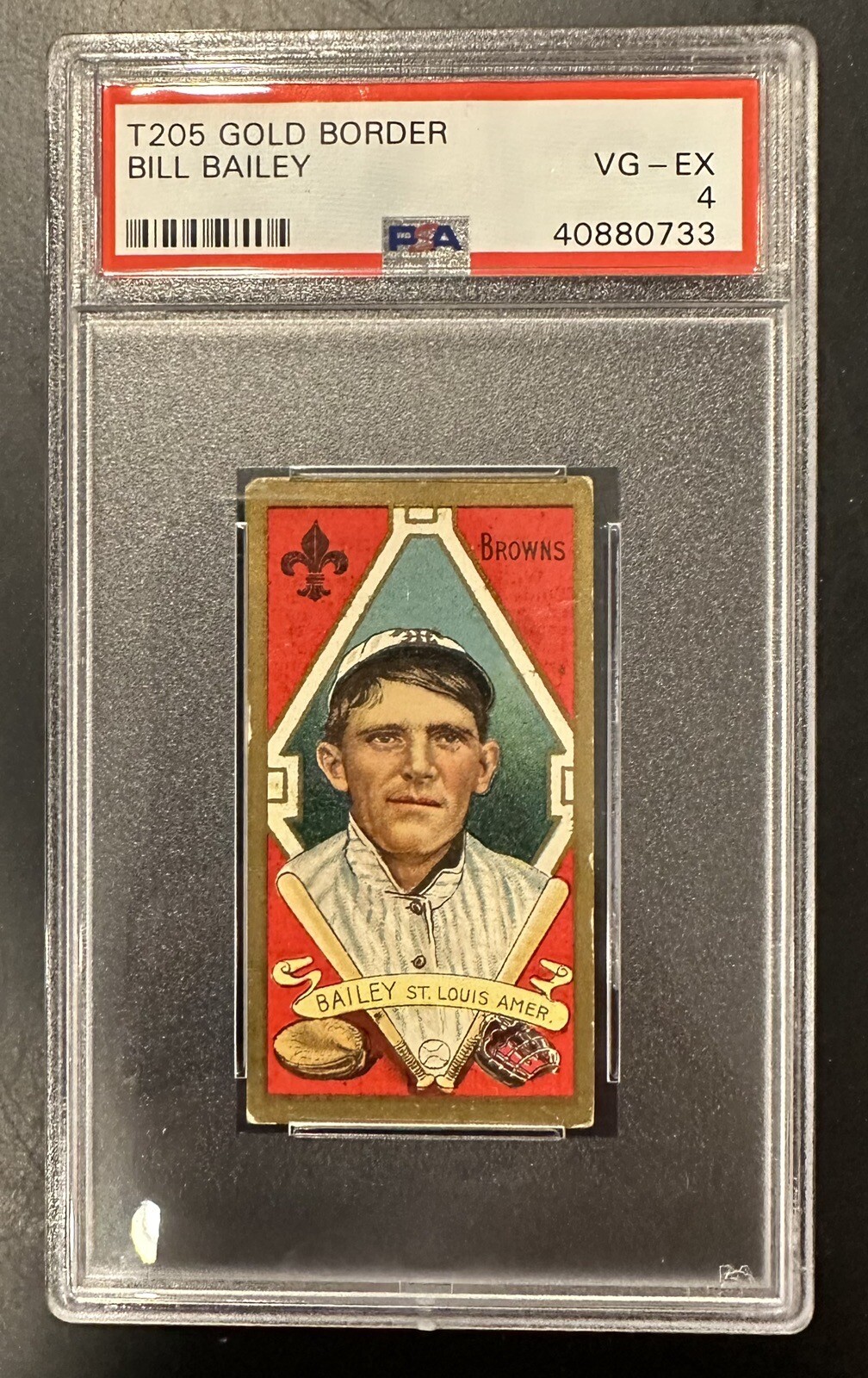 1911 T205 Gold Border Bill Bailey PSA 4 VG-EX Browns