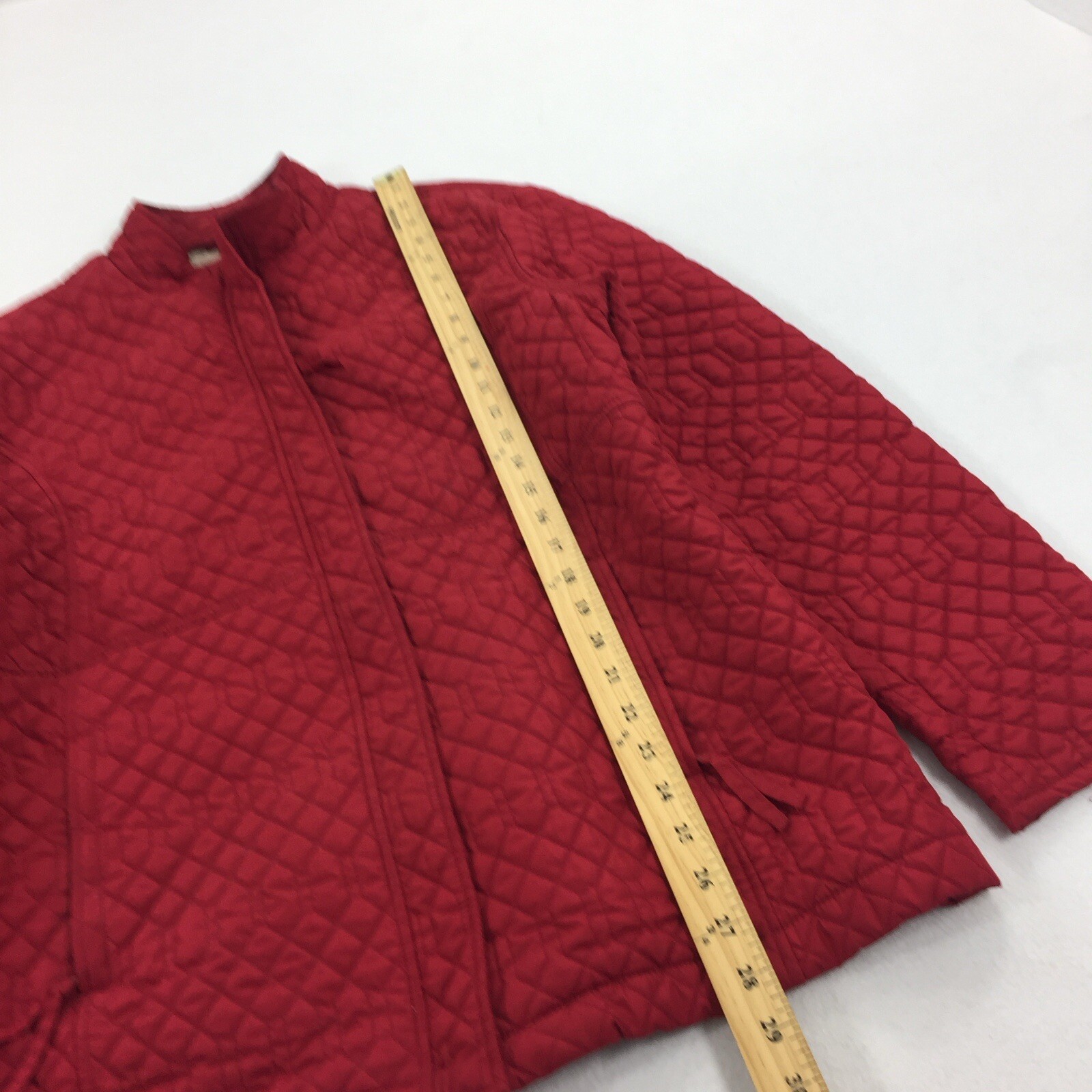 IZOD Quilted FUll Zip Jacket Size Extra Large Womens Solid Red Sping Light XL image 4