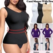 Build In Bra Women Cami Shaper Tank Top Slimming Tummy Camisole Underwear Vest
