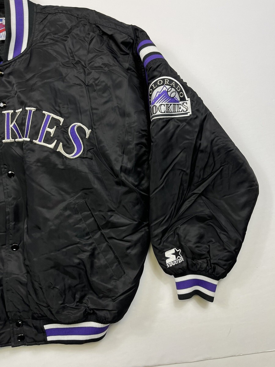 【STARTER】90's MLB Rockies スタジャン A-2414 Starter Colorado Rockies Vintage 90s Black Satin Bomber