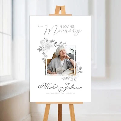 PERSONALISED MEMORIAL IN LOVING MEMORY WELCOME PHOTO FUNERAL SIGN POSTER PRINT