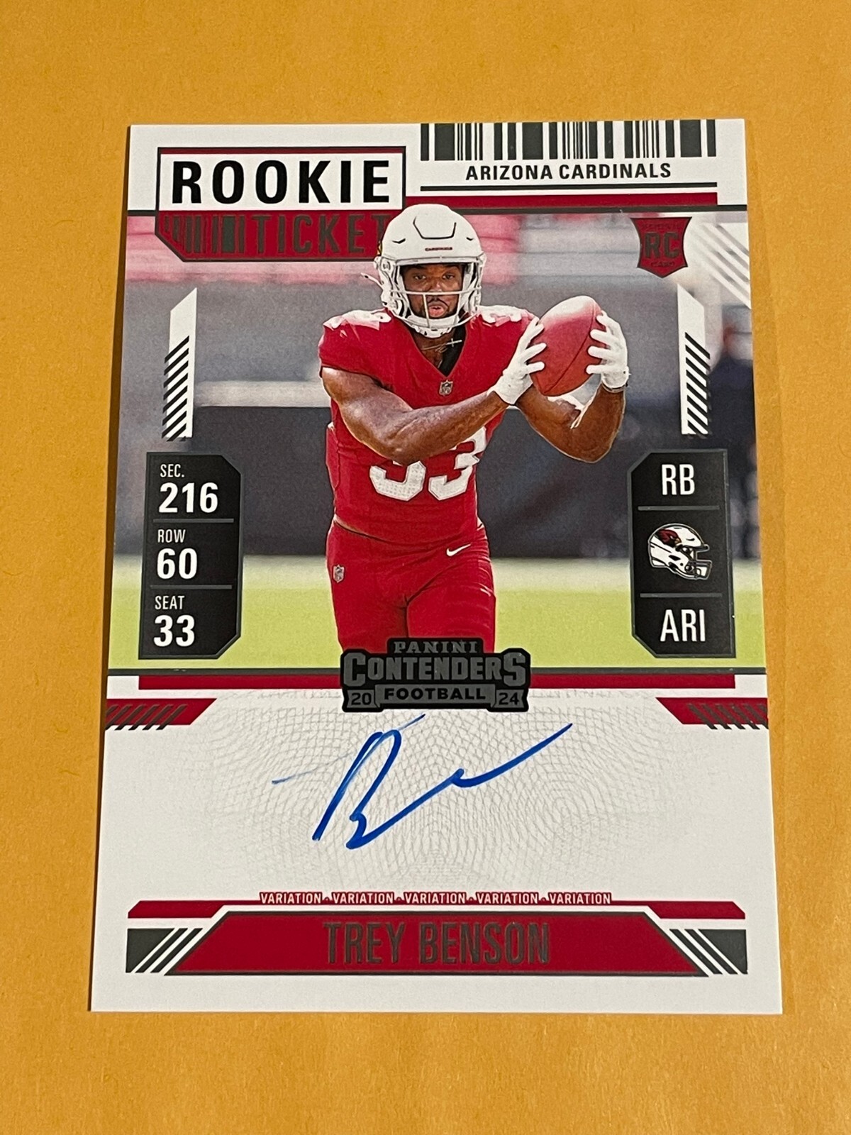 2024 Panini Contenders Trey Benson Rookie Ticket Auto #119 Variation