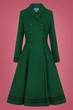 Collectif Vintage Marina Emerald Green Swing Coat Size 12