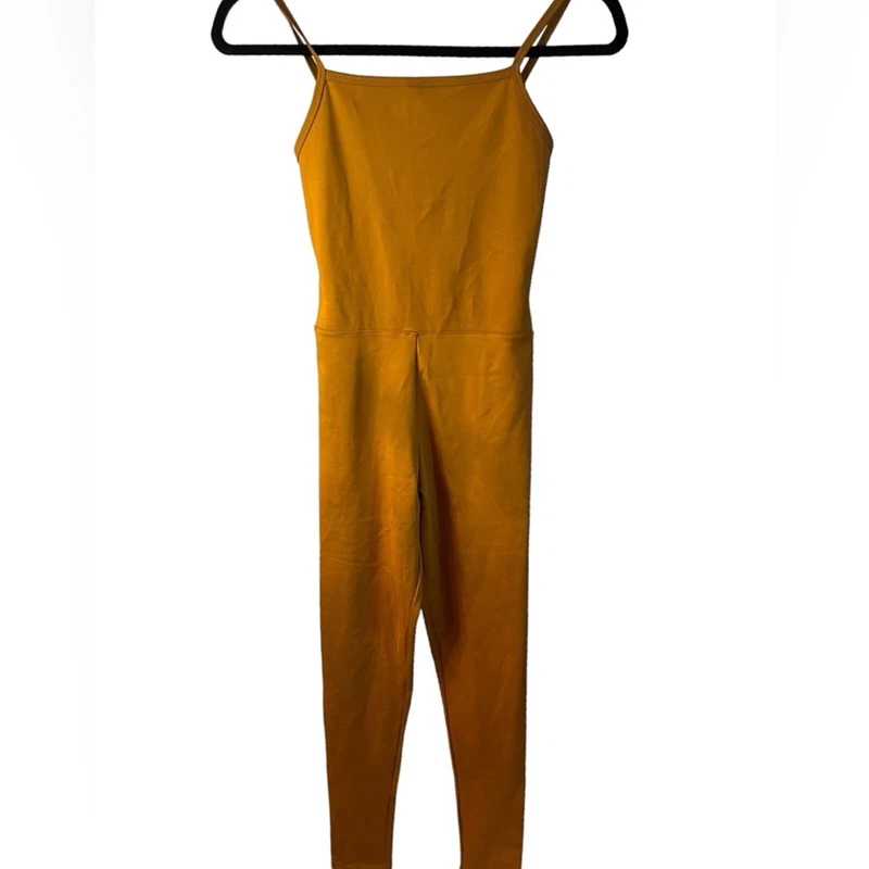 girlfriend-collective mustard one piece unitard 