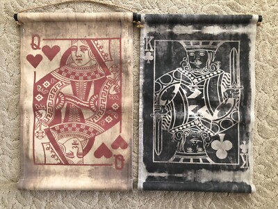 King & queen Of Hearts Canvas Set Of Art for poker/game   room 
