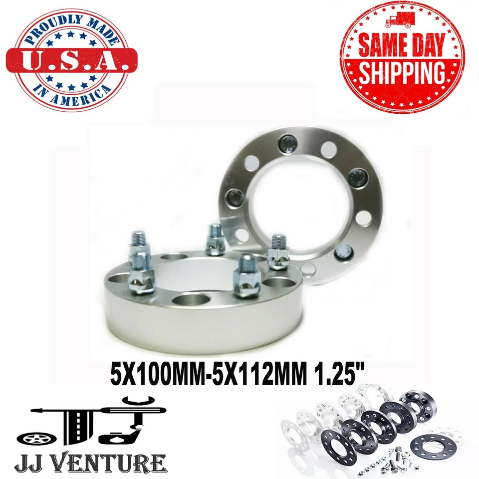 4 WHEEL SPACER ADAPTER 5X100 TO 5X112 1.25" CHEVY CHRYSLER DODGE LEXUS PONTIAC - Image 2 of 4