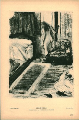 Altes Foto Radierung Hyperion Lithographie Edgar Degas nackte Frau aus Buch