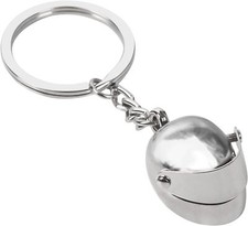 Motorbike Keyring Chrome Helmet Key Chain Accessory 3D Metal Charm Bikers Gift
