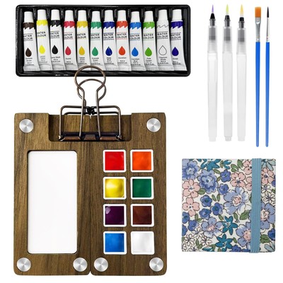 Mini Watercolor Paint Set, Travel Paint kit, Pocket Watercolor Set with Paint...