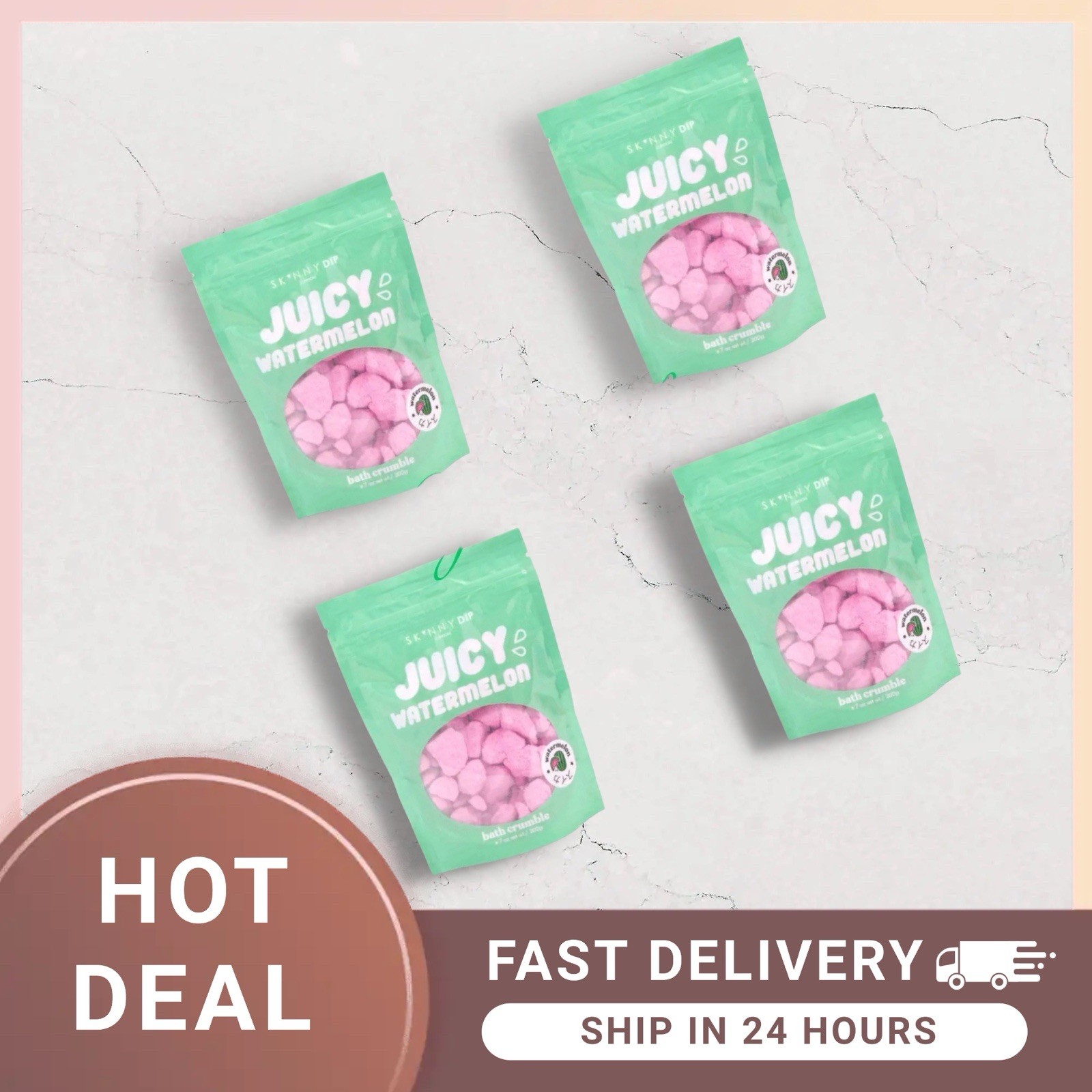 SKINNY DIP WATERMELON Bath Crumble 200g -4 Pack