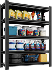 72 Inch H Garage Shelving 5 Tier Heavy Duty Metal Storage Shelves Loads 2000 Lbs