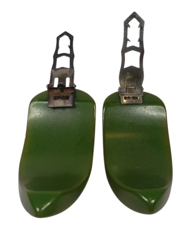 Pinzas para zapatos vintage decorativas verdes geométricas baquelita retro MCM Foto 4 de 4