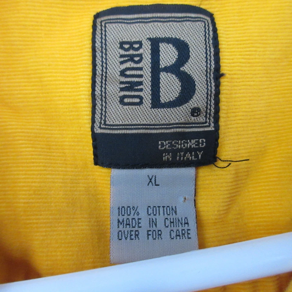 Camisa Bruno Para Hombre XL Amarillo Botón Pana Relajado Algodón Manga Larga Informal Foto 3 de 4