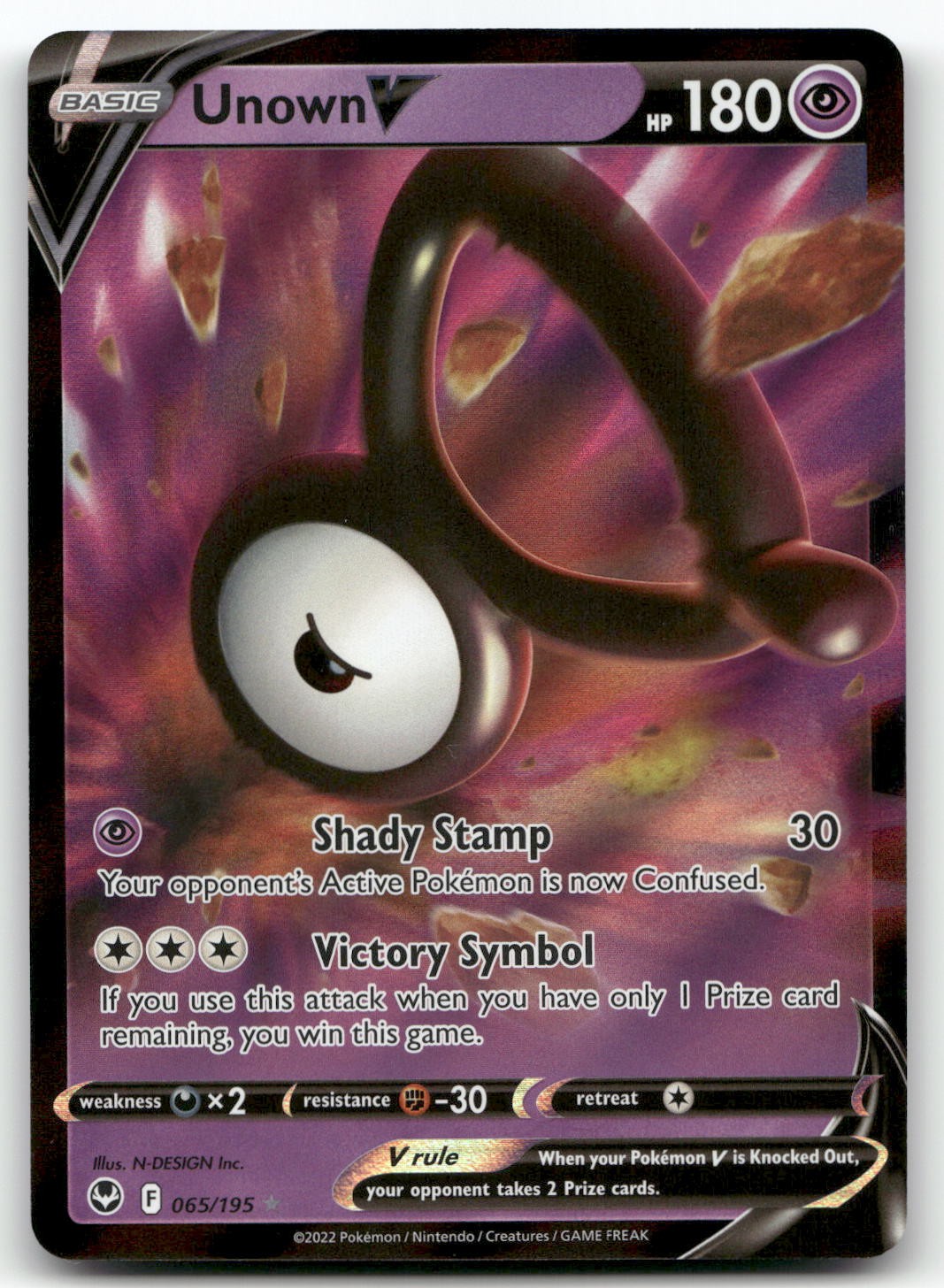 Unown V #65/195 (Holo) (NM) SWSH12: Silver Tempest SWSH12 Pokemon