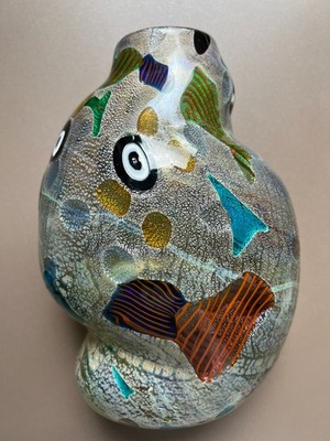 Rarität 3tlg Set  Vase 22cm / 2 x Becher 10 cm im Murano Picasso Stil Face Fish